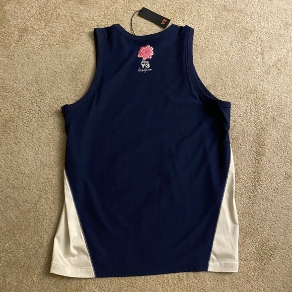 ADIDAS Y-3 MEN SATEEN MIX TANK TOP NAVY - BRAND NE - Picture 3 of 4